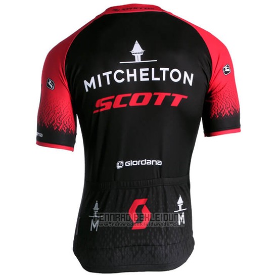 2018 Fahrradbekleidung Scott Shwarz Rot Trikot Kurzarm und Tragerhose